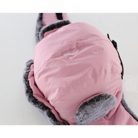 Men Pink Faux Fur Trapper Hat with Face Mask Winter Trooper Hunting Hat - Picture 4 of 9